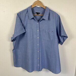 Tommy Hilfiger | Polka Dot button up short sleeve 100% Cotton shirt, size 2XL